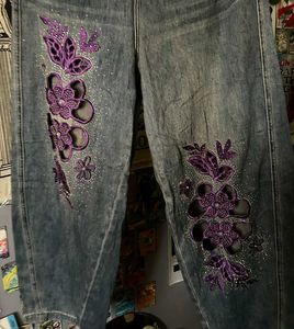 Embellished Blue Denim Jeans