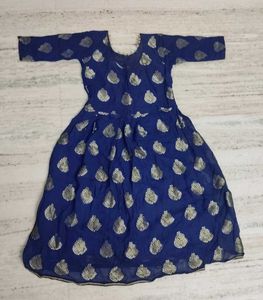 Elegant Blue &amp; Gold Print Kurta