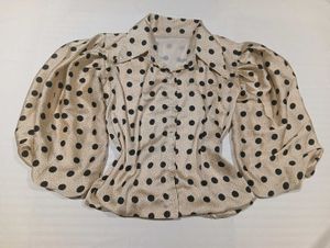 Polka Dot Puff Sleeve Top