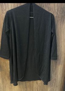 Charcoal Gray Open Cardigan