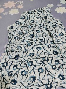 Blue &amp; White Printed Kurta