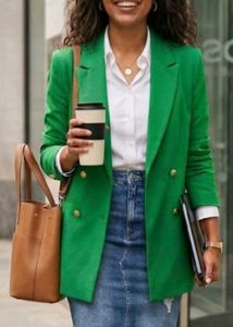 Vibrant Green Double-Breasted Blazer
