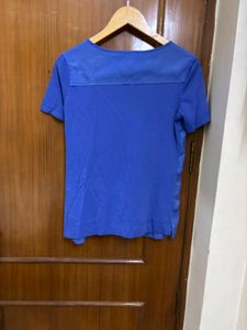 Mango Blue Short Sleeve Tunic Top