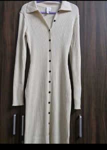 H&M Ribbed Button-Up Knit Dress