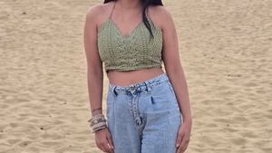 Green Crochet Halter ethic Crop Top