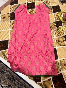 Plus size Pink Kurta with Net Dupatta