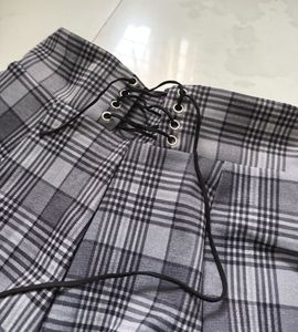Plaid Lace-Up Mini Skirt