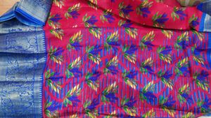 Pink And Blue New Saree