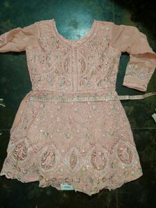 🌸 Stunning Peach Embroidered Sharara/Plazo Set