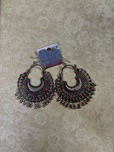 Boho Oxidised Multicolour Chandbali Earrings