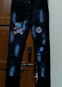 Cute Teddy Bear Patch Jeans