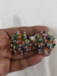 Colorful Beaded Stud Earrings