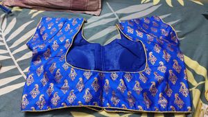 Royal Blue &amp; Gold Brocade Blouse
