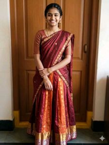 GentlyUsed KanchiPattuMaroonPavada WithBlouse&Dup