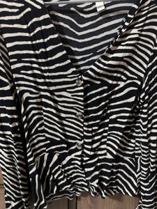 Chic Zebra Print Button-Up Top