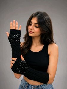 Black Arm Warmers with Studs