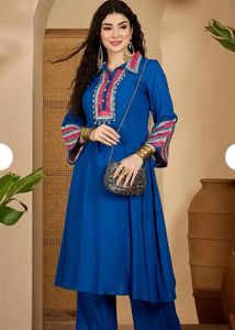 Vibrant Blue Embroidered Kurta Set