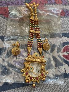 Exquisite Gold-Plated Necklace with Pearls &amp; Ruby