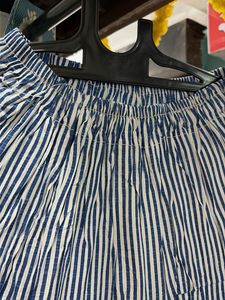 Blue Striped Tiered Maxi Skirt