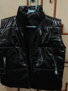 Shiny Black Puffer Vest