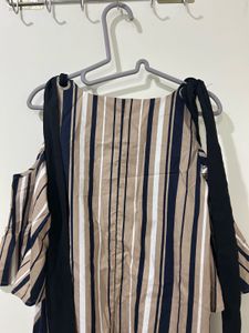 Vero Moda- Striped Cold-Shoulder Dress