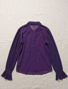ZARA Deep Purple Pleated Ruffle Shirtgirls✨