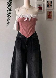 Cute Corset Top with Lace Trim