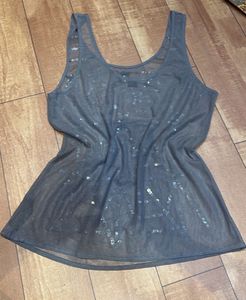 Sheer grey sequin top