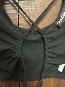 Black Crop Top with Strappy Back