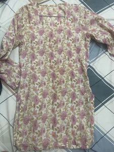 Floral short kurti with bell sleeves