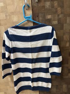 Striped Knit Top with Button Detail