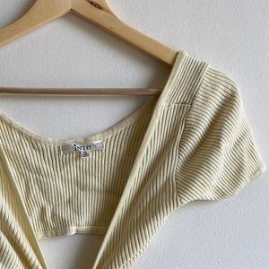 butter yellow cutout bodycon with a twist knot