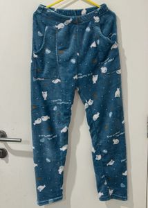 Blue bear and stars fleece warm pyjama
