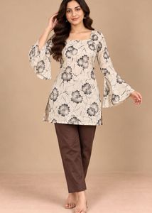 Elegant Printed Kurta with Bell Sleeves