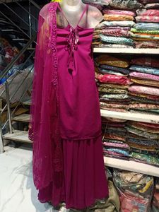 Wine Sequin Palazzo Suit Set 3pc S