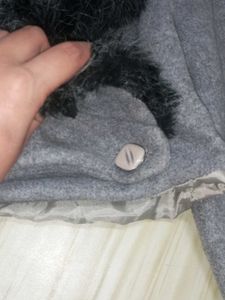 Stylish Grey Cropped Jacket with Fur Collar