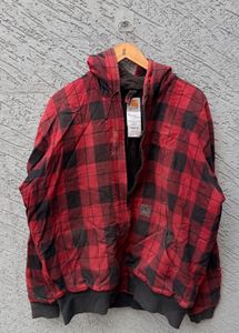 Red Plaid Hoodie Jacket