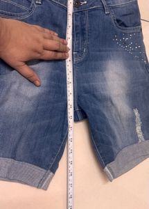 Stylish Embellished Denim Shorts