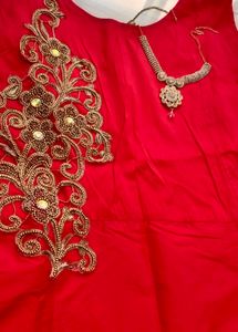 5)Rayon Straight Gown (Red Color)