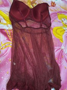 Burgundy Rose Embellished nightwear