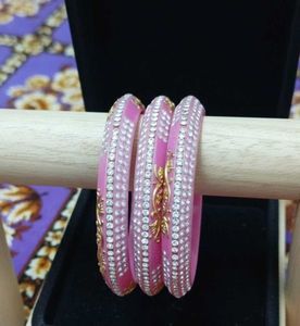 Pink & Crystal Bangle Set