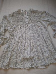 Women's Boho Floral Printed Smocked Tunic Top