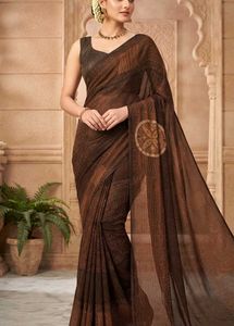 Elegant Brown Printed Saree