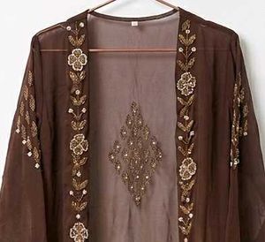 Elegant Brown Embroidered Gown