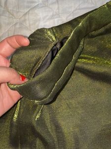 Olive Green Shimmer Mini Skirt