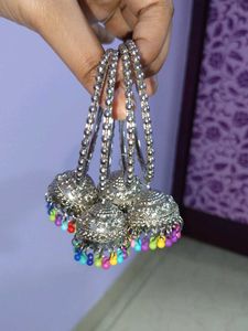 Oxidized Silver Jhumka Bangles