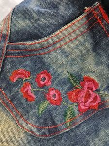 Embroidered Blue Wash Jeans