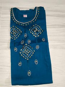 Teal mirror Embroidered Kurta