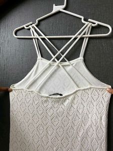 White Lattice Lace Mini Dress