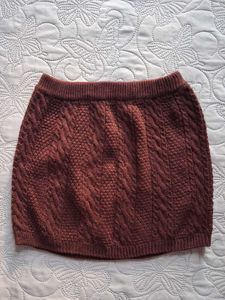 Brown Cable Knit Mini Skirt